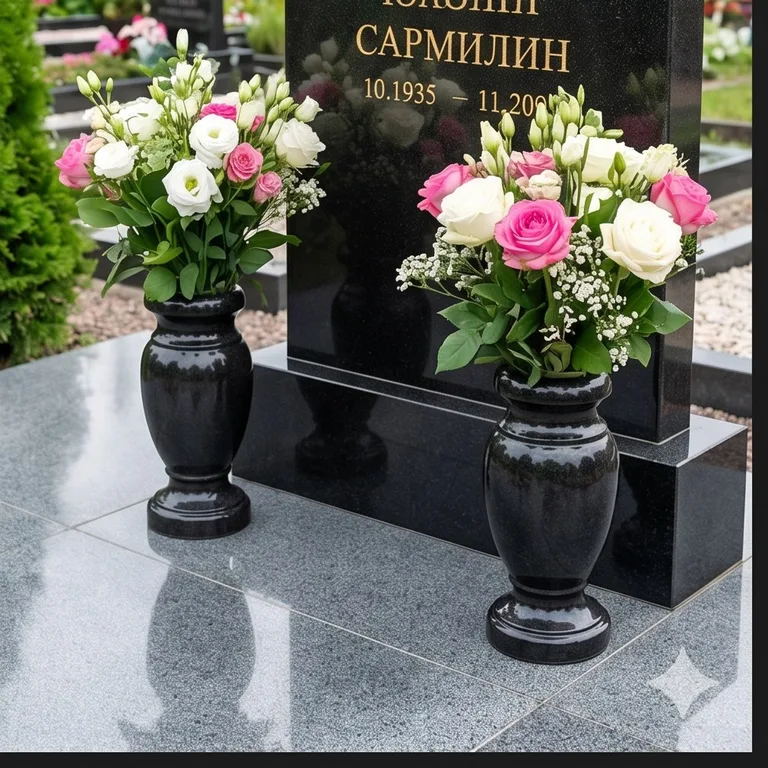 Гранитные вазы для цветов на участке в Пензе