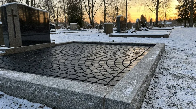 Гранитная брусчатка на могильном участке, образец ПМ005 в Пензе