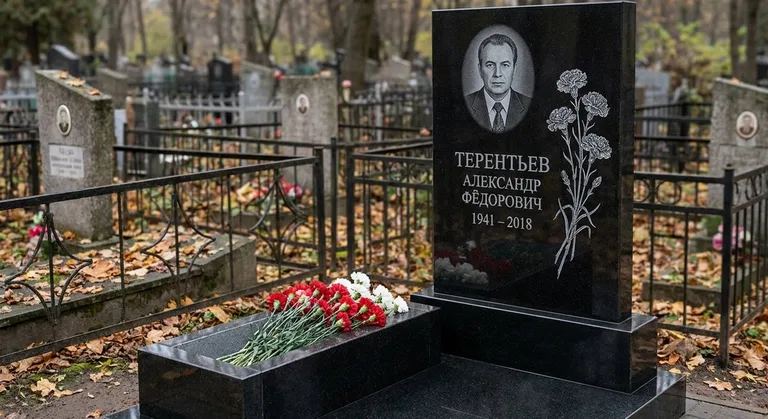 Памятник с гравировкой гвоздик — выполненная работа «Терентьев» в Пензе