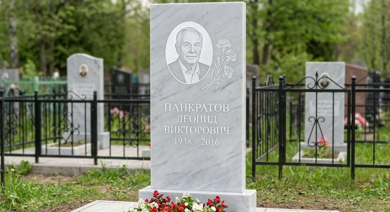 Памятник с гравировкой гвоздик — выполненная работа «Панкратов» в Пензе