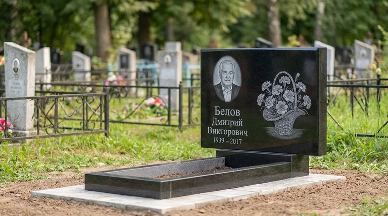 Памятник с гравировкой гвоздик — выполненная работа «Белов» в Пензе