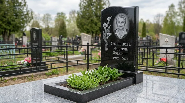 Памятник с гравировкой калл — выполненная работа «Степанова» в Пензе