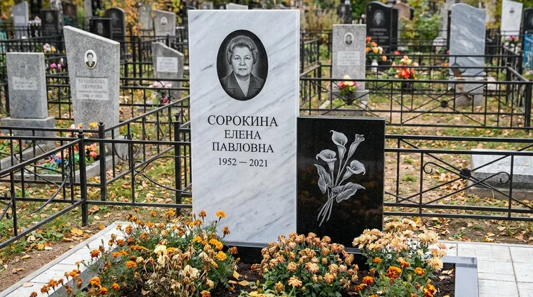 Памятник с гравировкой калл — выполненная работа «Сорокина» в Пензе