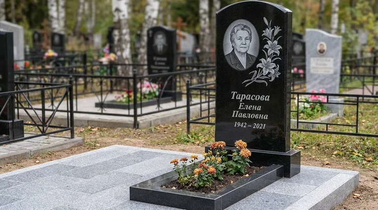 Памятник с гравировкой лилий — выполненная работа «Тарасова» в Пензе