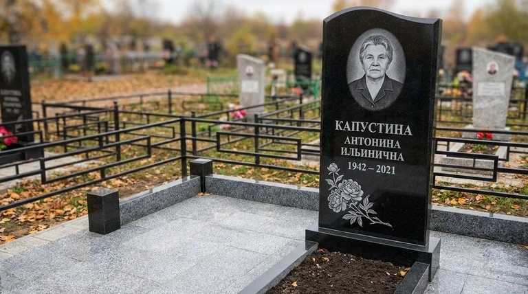 Памятник с гравировкой пионов — выполненная работа «Капустина» в Пензе