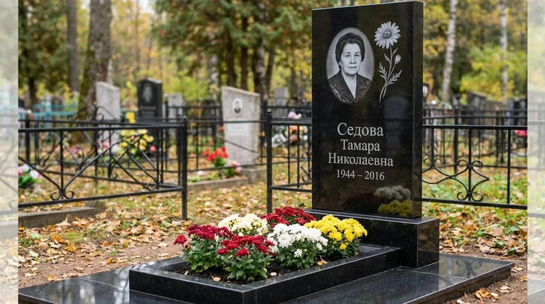 Памятник с гравировкой ромашек — выполненная работа «Седова» в Пензе