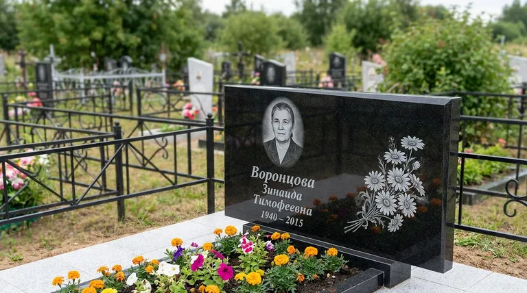 Памятник с гравировкой ромашек — выполненная работа «Воронцова» в Пензе