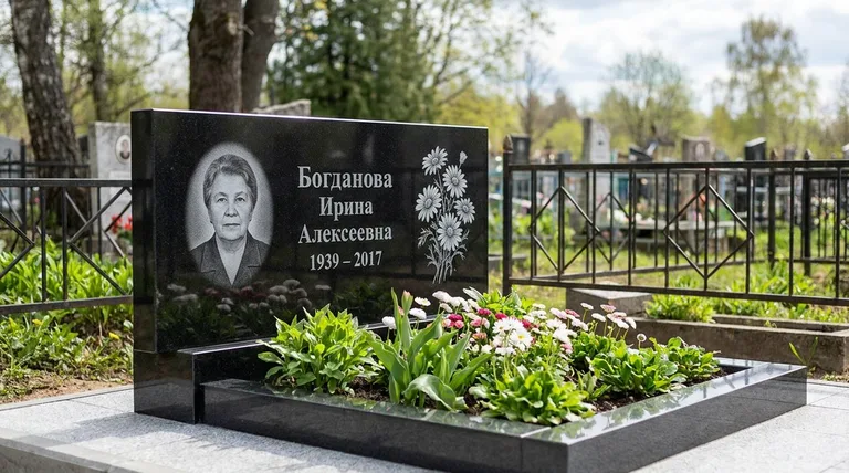 Памятник с гравировкой ромашек — выполненная работа «Богданова» в Пензе
