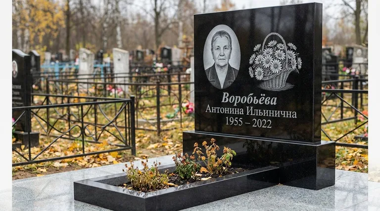 Памятник с гравировкой ромашек — выполненная работа «Воробьёва» в Пензе