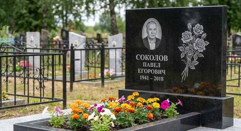 Гравировка роз на памятник в Пензе — пример работы на граните
