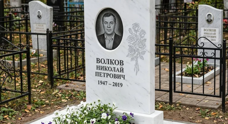 Памятник с гравировкой роз — выполненная работа «Волков» в Пензе