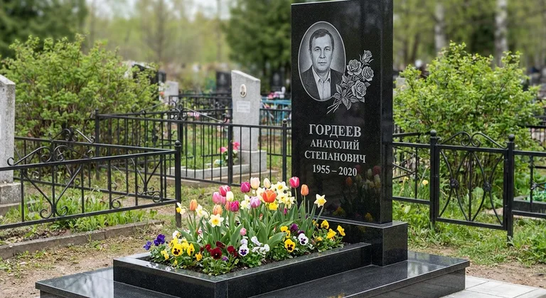 Памятник с гравировкой роз — выполненная работа «Гордеев» в Пензе