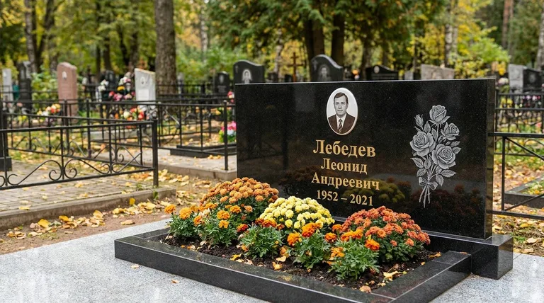 Памятник с гравировкой роз — выполненная работа «Лебедев» в Пензе