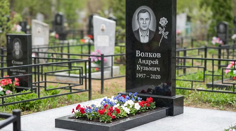 Памятник с гравировкой роз — выполненная работа «Волков» в Пензе