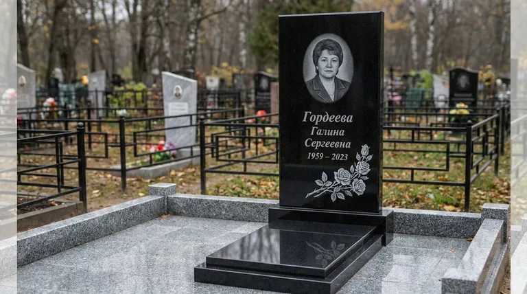 Памятник с гравировкой роз — выполненная работа «Гордеева» в Пензе