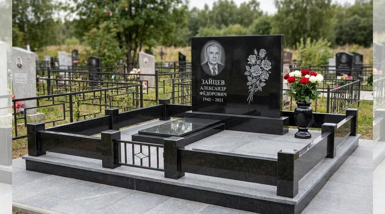 Памятник с гравировкой роз — выполненная работа «Зайцев» в Пензе