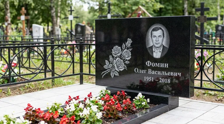 Памятник с гравировкой роз — выполненная работа «Фомин» в Пензе