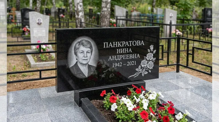 Памятник с гравировкой роз — выполненная работа «Панкратова» в Пензе