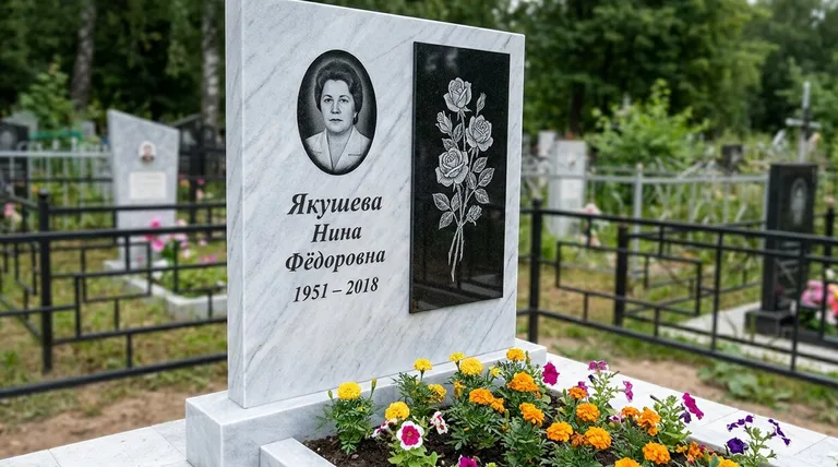 Памятник с гравировкой роз — выполненная работа «Якушева» в Пензе