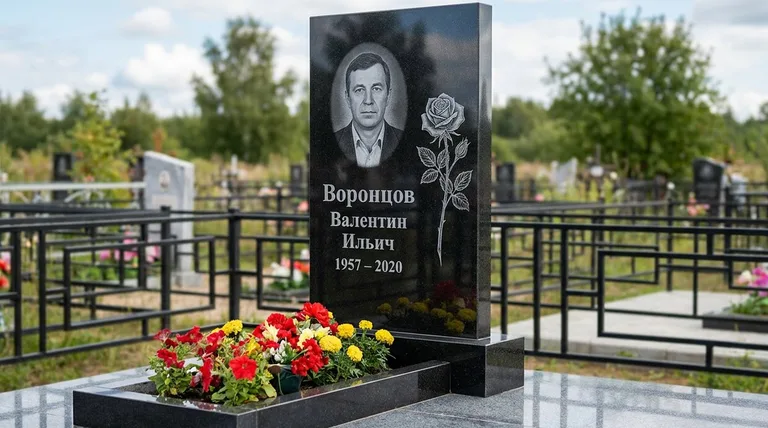 Памятник с гравировкой роз — выполненная работа «Воронцов» в Пензе