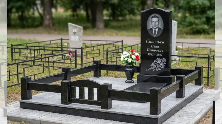 Памятник с гравировкой роз — выполненная работа «Савельев» в Пензе