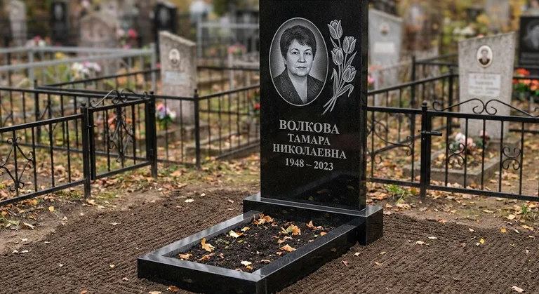 Памятник с гравировкой тюльпанов — выполненная работа «Волкова» в Пензе