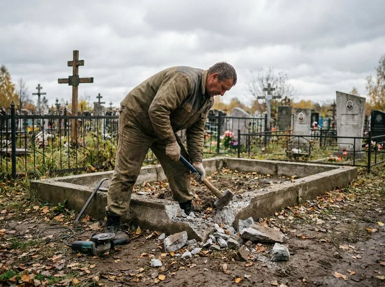 Демонтаж цветника на могиле в Пензе