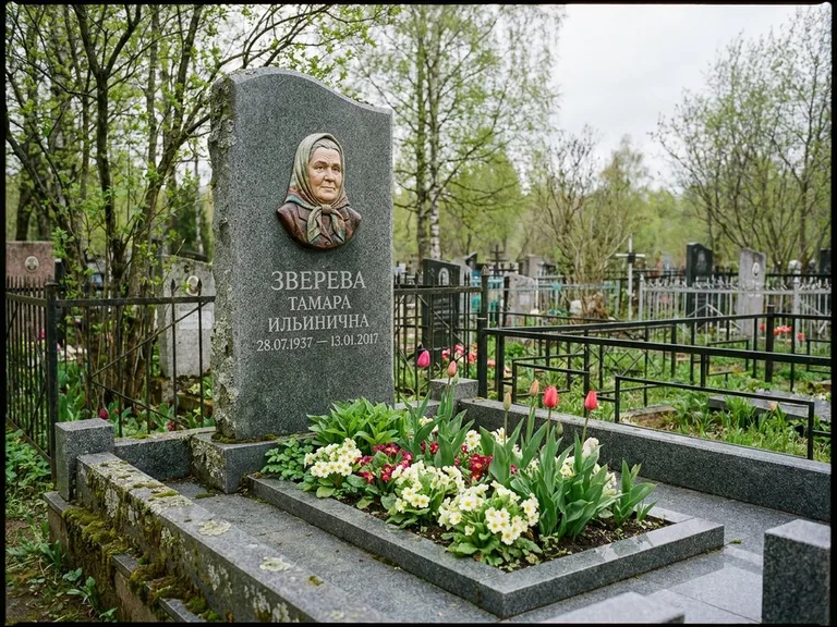 Керамический портрет на летнем кладбище в Пензе