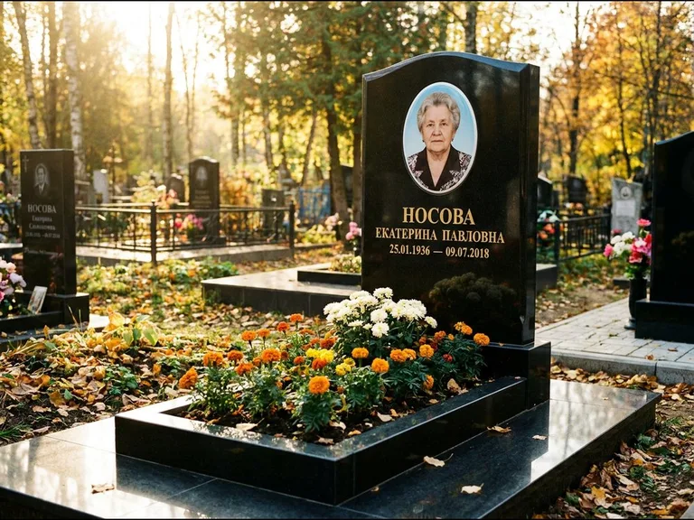 Керамический портрет мужчины на чёрном граните в Пензе