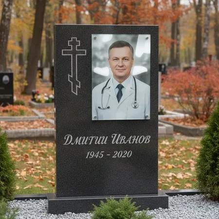 Портрет на стекле 180×240 мм на чёрной стеле в Пензе