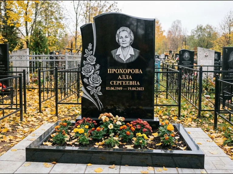 Гравировка портрета на чёрном граните — выполненная работа 20 в Пензе
