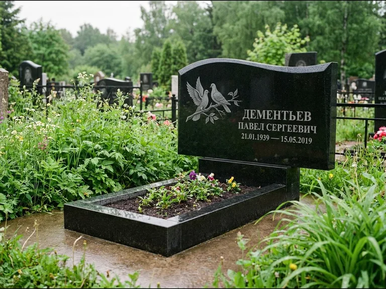Памятник с гравировкой голубей — гравировка голубей, работа «Дементьев» в Пензе