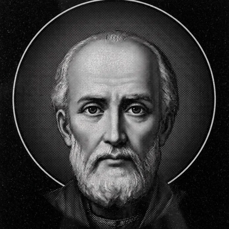 Эскиз иконы: Николай Чудотворец (полутон) — объёмный лик святителя, гравировка на памятник в Пензе