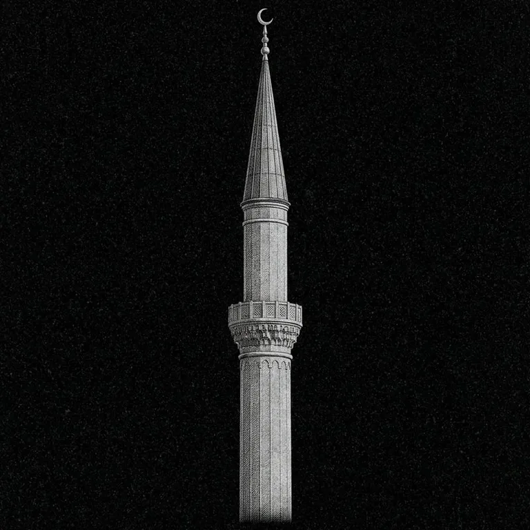 Эскиз: Минарет (фотореализм) — одиночный минарет с полумесяцем в Пензе