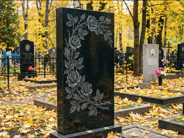 Цветы и орнамент — гравировка с выездом на кладбище в Пензе
