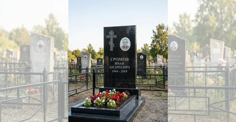 Мраморный памятник, Гранитные памятники, цветники и благоустроенные участки — работы мастерской «Мастер Каменев»