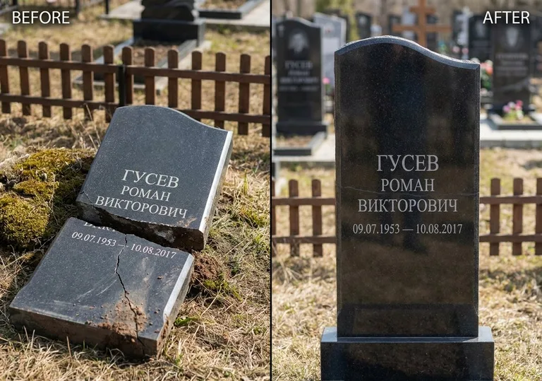 Склейка расколотого памятника: до и после в Пензе