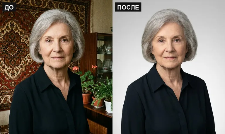 Ретушь фото на памятник — замена фона: до и после в Пензе