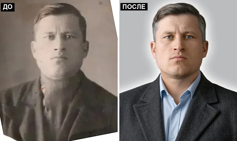 Ретушь фото на памятник — замена одежды: до и после в Пензе