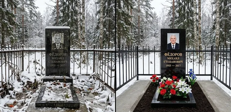 Диптих №20: тротуарная плитка вокруг памятника отмыта аппаратом высокого давления в Пензе