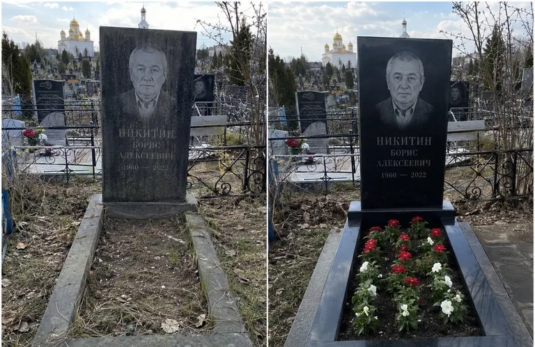 Диптих №3: покраска оградки и прополка цветника с тюльпанами — до и после в Пензе