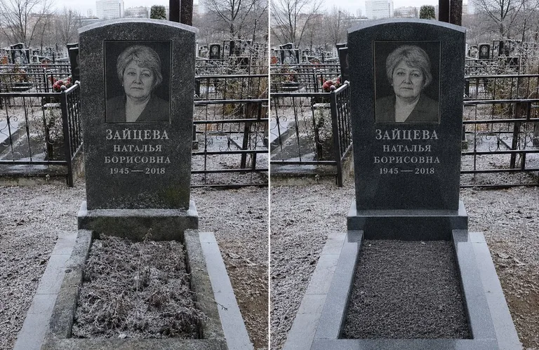 Диптих №10: белый мрамор — убраны жёлтые подтёки, восстановлена белизна стелы в Пензе