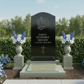 Православный Гранитный памятник-комплекс с крестом - ПН058