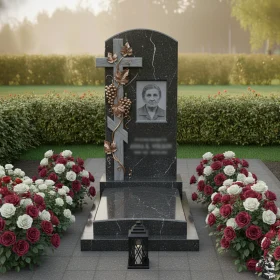 Православный Гранитный памятник с крестом - ПН086