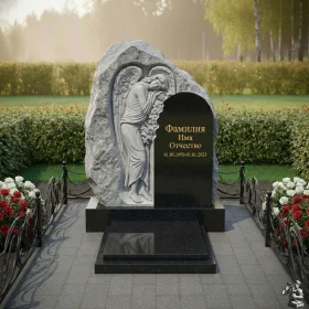 Элитный вертикальный памятник из нескольких материалов - ПН167