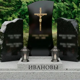 Вертикальный Гранитный православный мемориальный комплекс на двоих - ПН212
