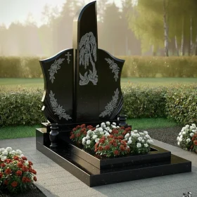 Гранитный вертикальный православный мемориальный комплекс - ПН229