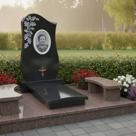 Элитный Гранитный вертикальный памятник - ПН387
