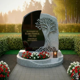 Гранитный вертикальный светский памятник для одного - ПН614