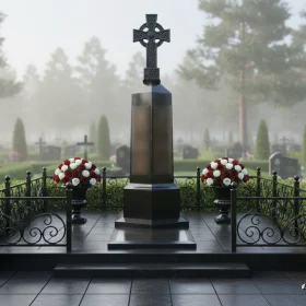 Элитный Вертикальный Памятник Один в Поле - ПН677